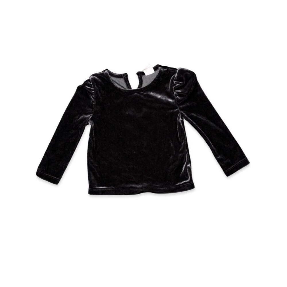 Baby GAP Charcoal Velvet Top 12-18 Months Puff Long Sleeve Shirt Toddler Girl